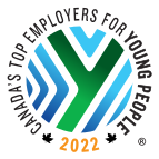 The badge awarded to companies on Canada’s Top Employers for Young People 2022 winners list.